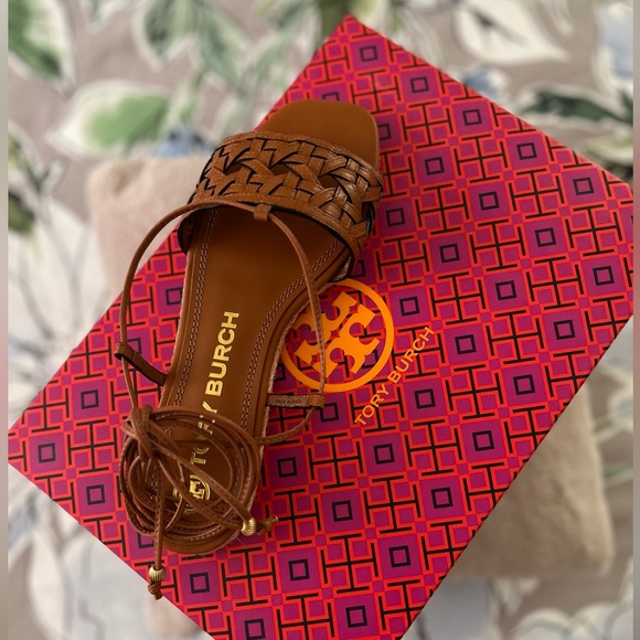 Tory Burch Basketweave Espadrille Lace Up Sandals - Picture 4 of 6